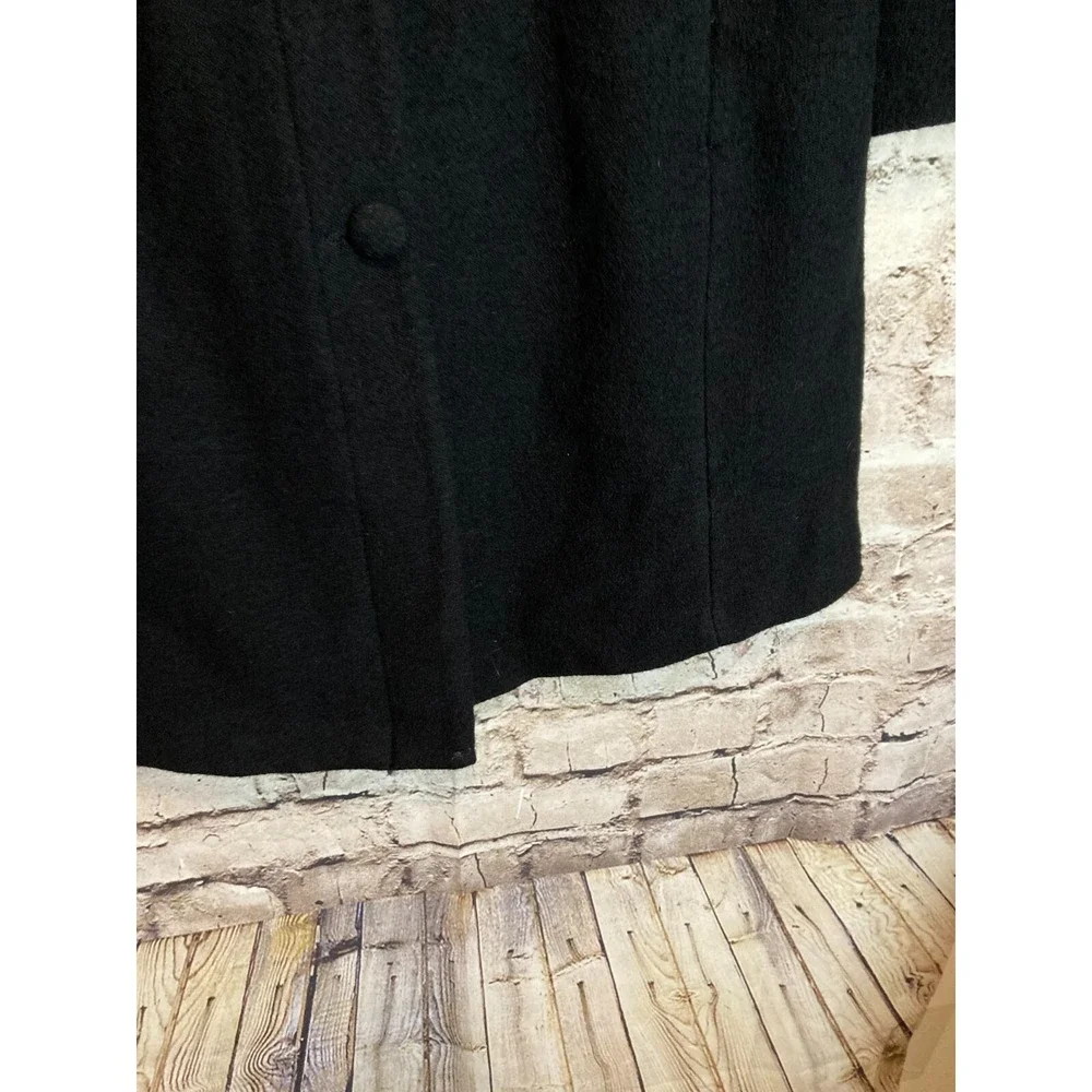 Nanette Lepore Boiled Wool Pea Coat Womens Small Black Bell Sleeve Button‎ Front